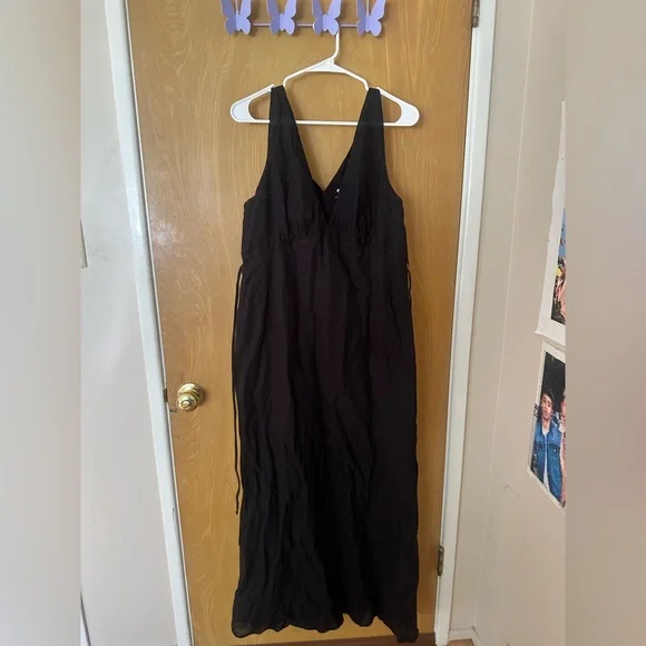 Princess Polly Nellie Maxi Dress Black Linen - Picture 2 of 4